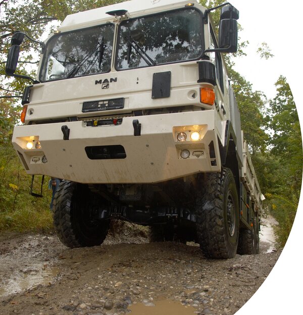 A truck is passing the 40% concrete slope